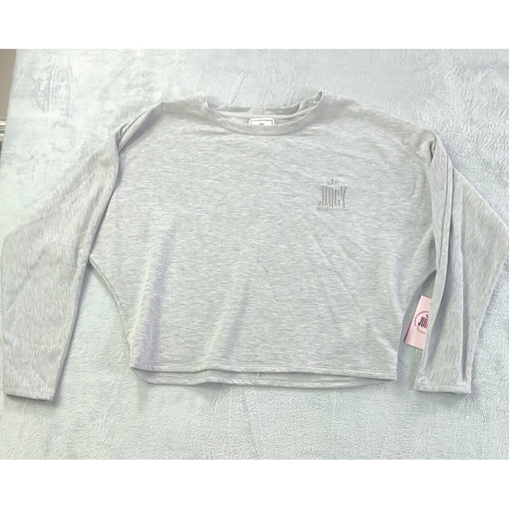 Juicy Couture Pullover Crop Top Womens Size Medium Heather Gray Powder